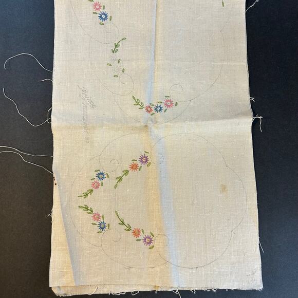 Vintage Prime Needleart Co Stamped Linen #1082 Floral Runner Unfinished Project - Picture 1 of 13